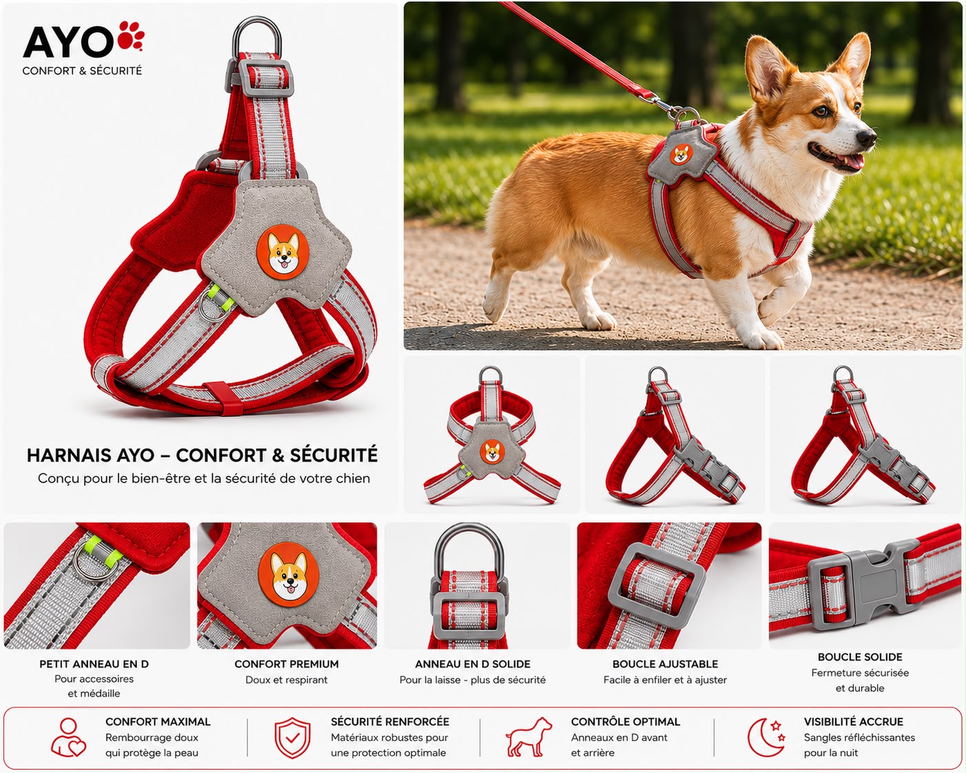 Harnais tactique pour chien  - Confort,controle et sécurité