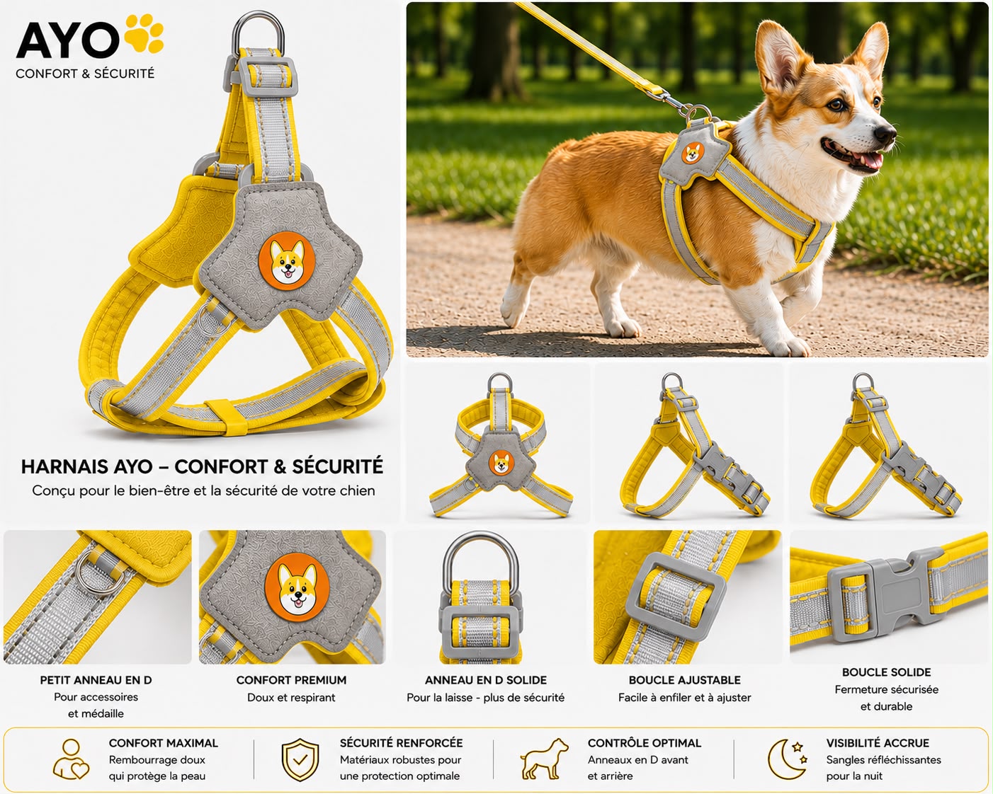 Harnais tactique pour chien  - Confort,controle et sécurité