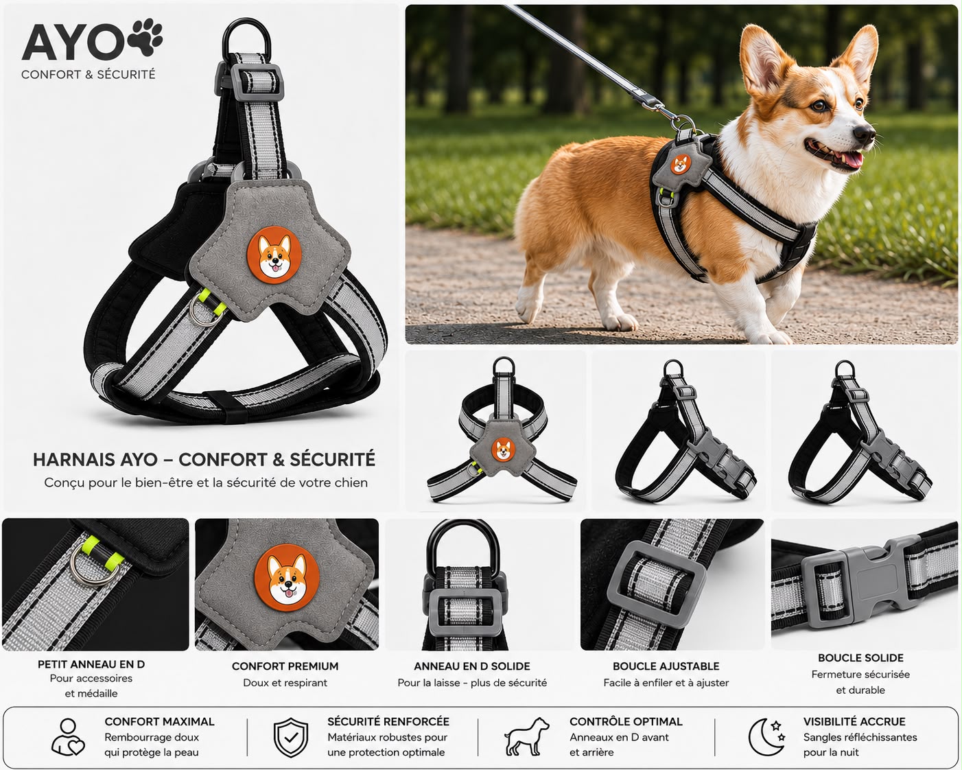Harnais tactique pour chien  - Confort,controle et sécurité