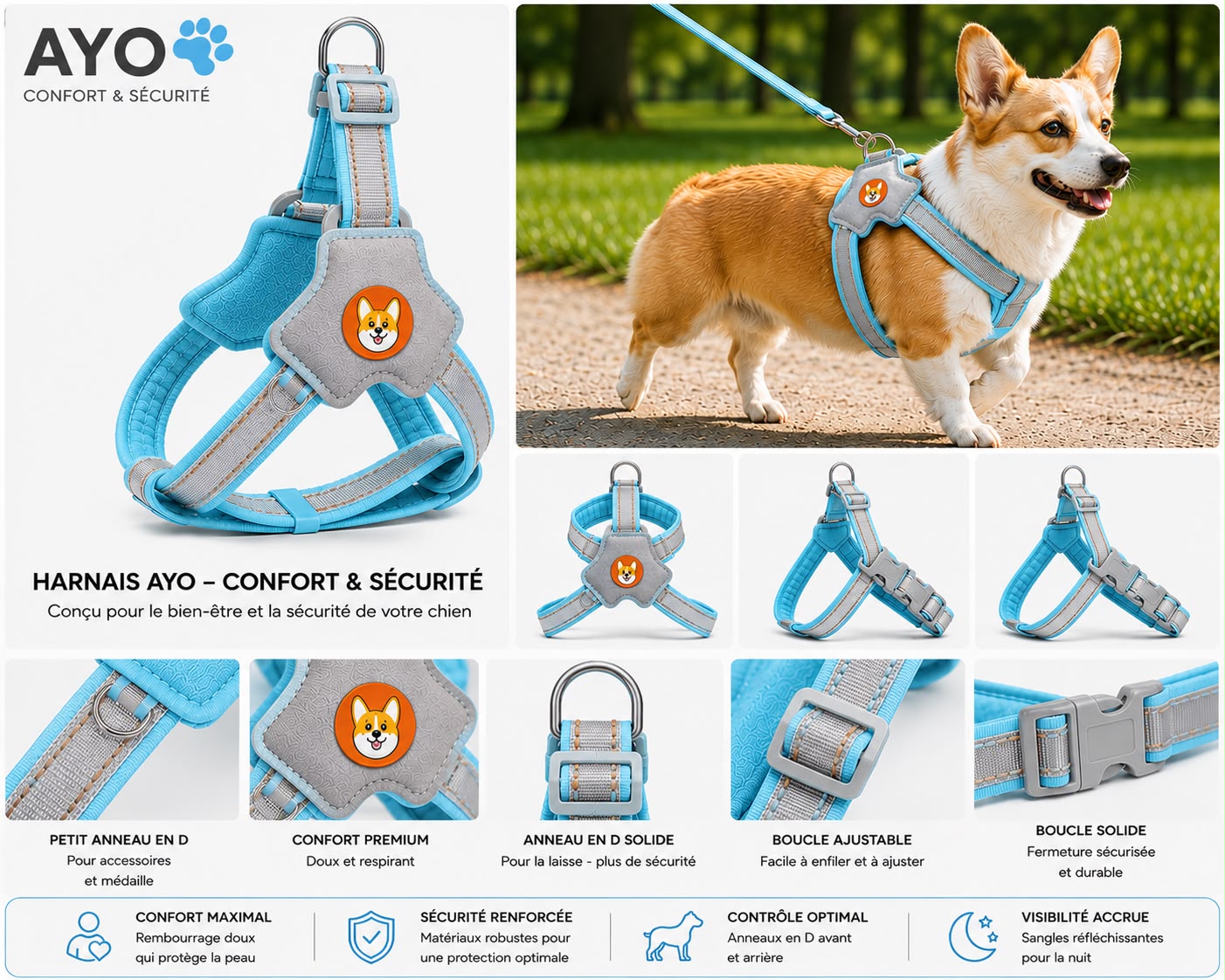 Harnais tactique pour chien  - Confort,controle et sécurité